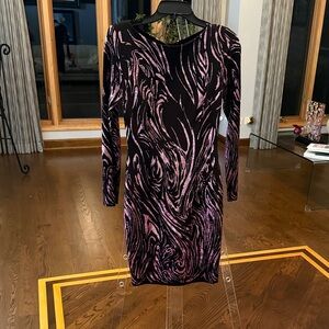 Cache Swirl Pattern Long Sleeve Dress